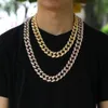 Uwin Mäns Aaa Ice Water Diamond Alloy Halsband, 20mm, Kubansk kedja, Hip Hop, Guld, Mode Smycken Q0809