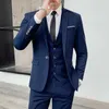 2020 Men's casual business three-piece suit wedding banquet best man luxury high-end formal fit suit (suit + vest + pants) X0909