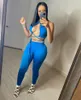 Women Solid Color Tracksuits Fashion Trend Halter Bandage Sexy Back Short Tops Trousers Skinny Suits Designer Female Fitness Yoga 2pcs Sets