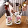 Ceramic Chopsticks Storage Rack Barrel Tableware Draining Organizer Box Kitchen Accessories 211112