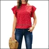 Femmes Blouses Chemises Vêtements Vêtements D'été À Pois Imprimé Et Femmes Casual Manches Courtes À Volants Tops Dames Vintage Lâche Blouse Blu