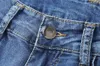 Wysokiej Jakości Mężczyzna Projektant Luksusowy Dżinsy Niebieski Kolor Zakłopotany Business Casual Street Wear Man Jean Rock Slim-Leg Fit Ripped Hole Stripe Słynne spodnie