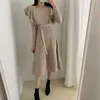 Robe de soirée Cocktail évasée extensible plissée femmes automne hiver taille haute à volants tricoté femmes vêtements coréens 210529