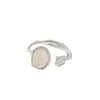 Autentico anello in agata irregolare in argento sterling 925 da donna con anelli a forma di fiore regolabili per ragazze gioielli raffinati