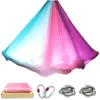 New PRIOR FITNESS Ombre Colorful Aerial Yoga Hammock 7mx2.5m Anti-Gravity Yoga Cinture per esercizio Yoga Air set Swing Bed Q0219