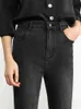 Minimalismo Otoño Invierno Moda Mujer Jeans Cintura alta Slim Fit para pantalones largos 12060104 210527