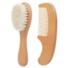 Natural Pure Wool Soft Baby Brush Wooden Handle Brush Baby Hair Comb Infant Comb Head Head Massager Hairbrush Baby Care