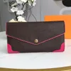 Sarah Wallet Retilo Corner Leather Trimmings 4 Colors Long Standard Cover Women Wallets 16 Credit Card Slots One Zipper Pocket281Y