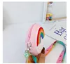 Flickor Rainbow Donut Change Purse Mode Kids One Shoulder Bag Barn Casual Messenger Väskor Mini Wallet F333