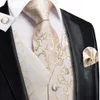 Silk Men's Waistcoat Necktie Set Men Vests With Neck Tie Hankerchief Cufflinks Floral Paisley for Business Wedding Dad Son Gift 210923