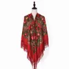 160 * 160cm Kvinnor Russian National Shawl Lady Tassel Blommigryck Cotton Head Scarf Wraps Beach Travel Shad Shawls Bandana