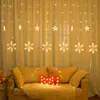 Curtain Light String LED Deer Bells Snowflake Moon Shape Garland Fairy Lights USB Powered Strip for Home Christmas Wedding Party New Year Decor