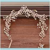 Jewelryluxury Gold Sier Color Tiara Headpiece Rhinestone Pearls Vines Handmade Women Hair Jewelry Party Wedding Headbands Drop Delivery 2021