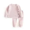 Bear Leade Bébé Garçon Fille Vêtements Ensembles Printemps Automne Solide Né Bébé Fille Vêtements Casual Manches Longues Hauts Pantalons 2pcs Tenues 210708