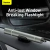 Baseus Araba Pencere Cam Kesici Güvenlik Çekiç Fener Kesici Oto Kendini Savunma Acil Durum Seti için Hayat Tasarrufu Aracı