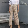 Sollinarryカジュアルワイドレッグソリッドレディースロングパンツハイストリートスプリングルーズズボンファッションオフィスの女性のズボンSteetwear 210709