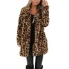 Kvinnors Jackor Kvinnor Leopard Faux Fur Pocket Fuzzy Varm Vinter Oversized Outwear Långrock Loose Lapel Overcoat Tjock Plus Storlek Coats