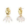 Dangle & Chandelier Natural Special-shaped Pure White Pearl Earrings For Women Exaggerated Design Jewelry Gold Special-shaped Earring Jewelry