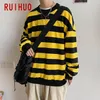 RUIHUO Autunno Hip Hop Felpa a righe da uomo giapponese Streetwear Felpa da uomo Felpe moda per uomo Abbigliamento 5XL 201114