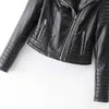 Fitaylor Women Motorcycle Faux Leather Jackets Ladies Streetwear Black Coat Long Sleeve Autumn Biker Zippers Outwear 210916