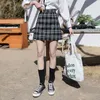 春の女性スカートハイウエスト格子縞のスカートミニショートアラインスカート女性甘いかわいい学校のユニフォームプレッピー服210306