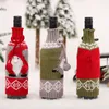 Dekoracje świąteczne Kreatywny łuk dzianina butelek rękaw bez twarzy starych starych lalek czerwony wina butelka pokrywa stół dekoracja W-00842