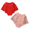 Baby Lace Hallow Out Romper Toddler Bell Sleeve Onesie Lovely Girls Fashion T Shirt Toppar Kläder för Spädbarn 210529