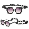 New Clean And Simple Fashion Women Sunglasses With Glasses Chain Special Octagon Design Full Plastic Frame