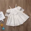 Småbarn tjejer till salu sommar beachwear semester klänning av axel spets blommig prinsessa barn 2-7y lösa bikini sundress cover ups kvinnors swi