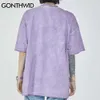 Übergroße T-Shirts Casual Harajuku Gothic Girl Robot Print Distressed Kurzarm T-Shirts Baumwolle Streetwear Hip Hop Tops 210602