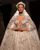 Vestidos de casamento de manga longa do vintage rendas apliques arábia vestidos de noiva lantejoulas frisado personalizar vestido de novia