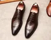 Scarpe oxford a punta formali italiane per uomo in vera pelle Scarpe eleganti da uomo d'affari da uomo in pelle nera a punta marrone vino rosso classico