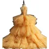 Glizt Long Trailing Gold Lace Primera comunión Vestido Beads Tulle Ball Ball Vestido Girls Pageant Vestido Vestido de niña de flores para bodas 210303