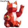 YuryFvna Statua geometrica animale Gatto fortunato Statuetta da collezione Feng Shui Carriera di successo Fortuna e fortuna Fascino Buona salute 211108