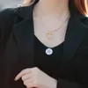 Collier pendentif de forme ronde en argent S925 avec diamant en trois couleurs plaqué couleur pour femmes cadeau de bijoux de mariage avec timbre de boîte P1255195
