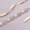 Wedding Sashes TRiXY S435 Fashion Beaded Belt Clear Crystal For Formal Dress Pearl Bridal Rhinestone Belts Silver247N