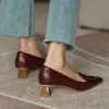 Womens genuine leather thin heel pointed toe slip-on pumps fringe pointed toe elegant ladies comfort retro derss casual shoes