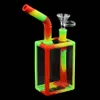 Beverage box water pipe silicone smoking pipes glass dab rig bongs beaker bubbler waterbong shisha hookah set with moke accessories colors optional