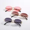 Fashion Street Style Personalized Sunglasses European and American Trend Round Rimless Cut-edge Men Women Sun Glasses with Box