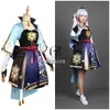 ROLECOS Genshin Impact Kamisato Ayaka Cosplay Costume Game Genshin Outfit Dress for Women Party Sexy Uniform Dress Full Set Y0903