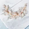 Haarspangen Haarspangen Blatt Strass Braut Kopfschmuck für Hochzeit Zubehör Bräute Tiaras Gold Stirnbänder Frauen Abschlussball Party