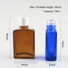 10pcs 1oz 30ml Amber Clear Square Glass Bottle with Gold Silver Black Lid Cosmetic e Liquid Essential Oil Perfume Empty