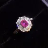 Klusterringar fina smycken verklig ren 18 k guld 100% naturlig padparadscha rosa safir ädelstenar 0,5ct diamanter sten kvinnlig ring edwi22