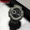 Sportuhren Camouflage-Uhrenarmband Smael Herrenuhr 50 m wasserdicht Top s Shock Watch Herren LED 1366 Digitale Armbanduhren Militär Q0325P