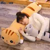 130 cm Cute Soft Długi Cat Poduszki Pluszowe Zabawki Nadziewane Pauza Office Dust Pillow Bed Pillow Home Decor Gift Doll Dla Dzieci Dziewczyna Y211119