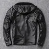 Schaffell-Lederjacke für Herren, dicke warme Pelzmäntel, Kaschmir-Oberteile, Herbst-Oberbekleidung, Mantel, Hoodies, schwarze Motorrad-Biker-Kapuzen-Freizeitjacken, Herrenkleidung