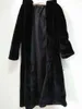 黒いフード付きのフェイクの毛皮のコート冬の女性ロングジャケットファッションプラスサイズのコートエレガントな女性暖かいジャケットY27 211220