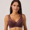 Damskie minimalizatory minimalizatory komfortu i wsparcia plus rozmiar push up BRA Seksowna bielizna Przezroczyste koronki Super Cienkie Intimates 85D-105F 211110