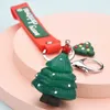 Söt harts Santa Claus Keychain Unisex Creative Christmas Tree Hat Pendant KeyRing för Kvinnor Par Kids Bag Key Chains Presenter G1019
