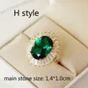 Fashion Retro noble Big Oval Green Stone Open Rings Gold colour Square AAA+ Cubic Zirconia Women Jewelry Mom gift